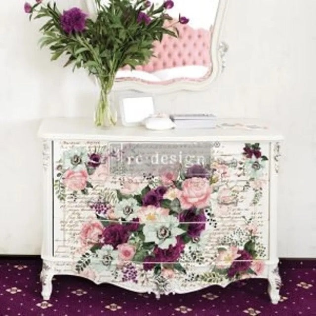 Violet Hill, LARGE Furniture Transfer Decal by Re-Design with Prima, 47 x 33″, Cut into 6 sheets