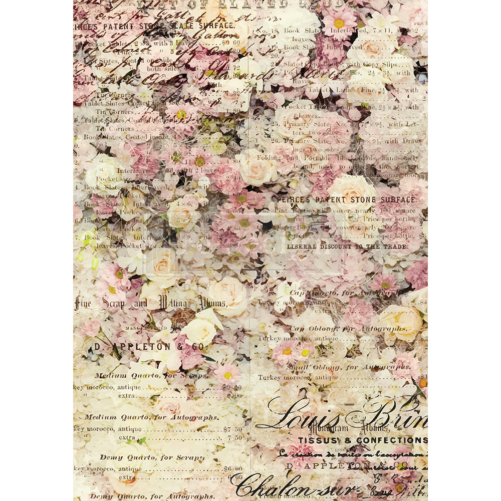 FLORAL & DREAM, Decoupage Rice Paper, Re-design with Prima, 11.5″ X 16.25″