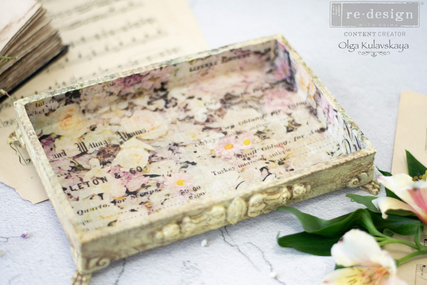 FLORAL & DREAM, Decoupage Rice Paper, Re-design with Prima, 11.5″ X 16.25″