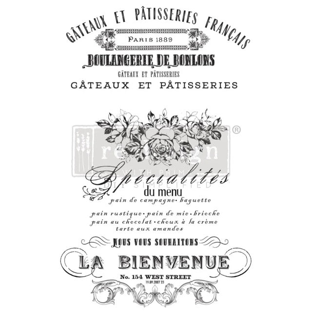 French Specialties, Furniture Transfer Decal by Re-Design with Prima, 24″X35″, CUT INTO 3 SHEETS