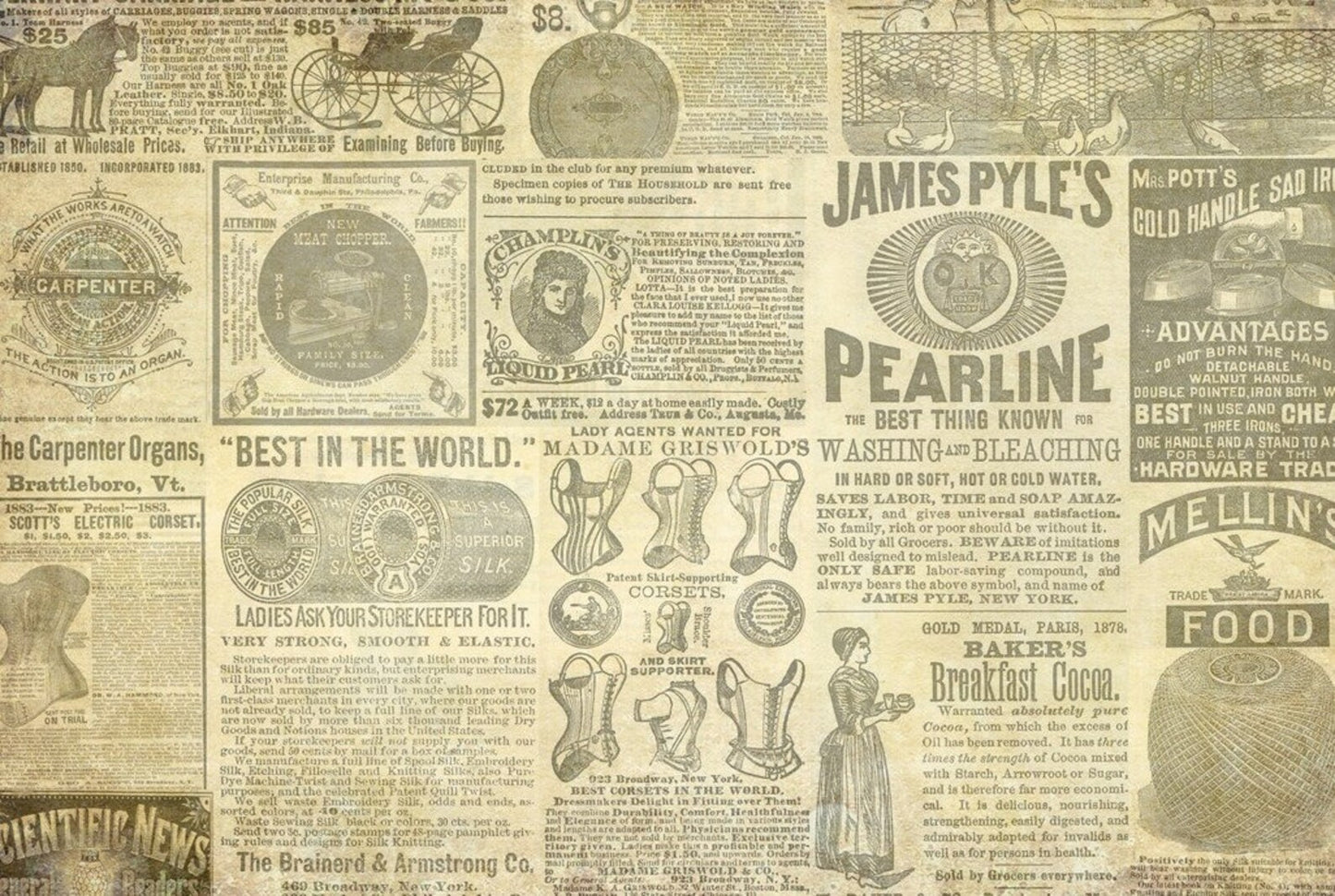 Vintage Ads Decoupage Paper by Roycycled 20 x 30 inches