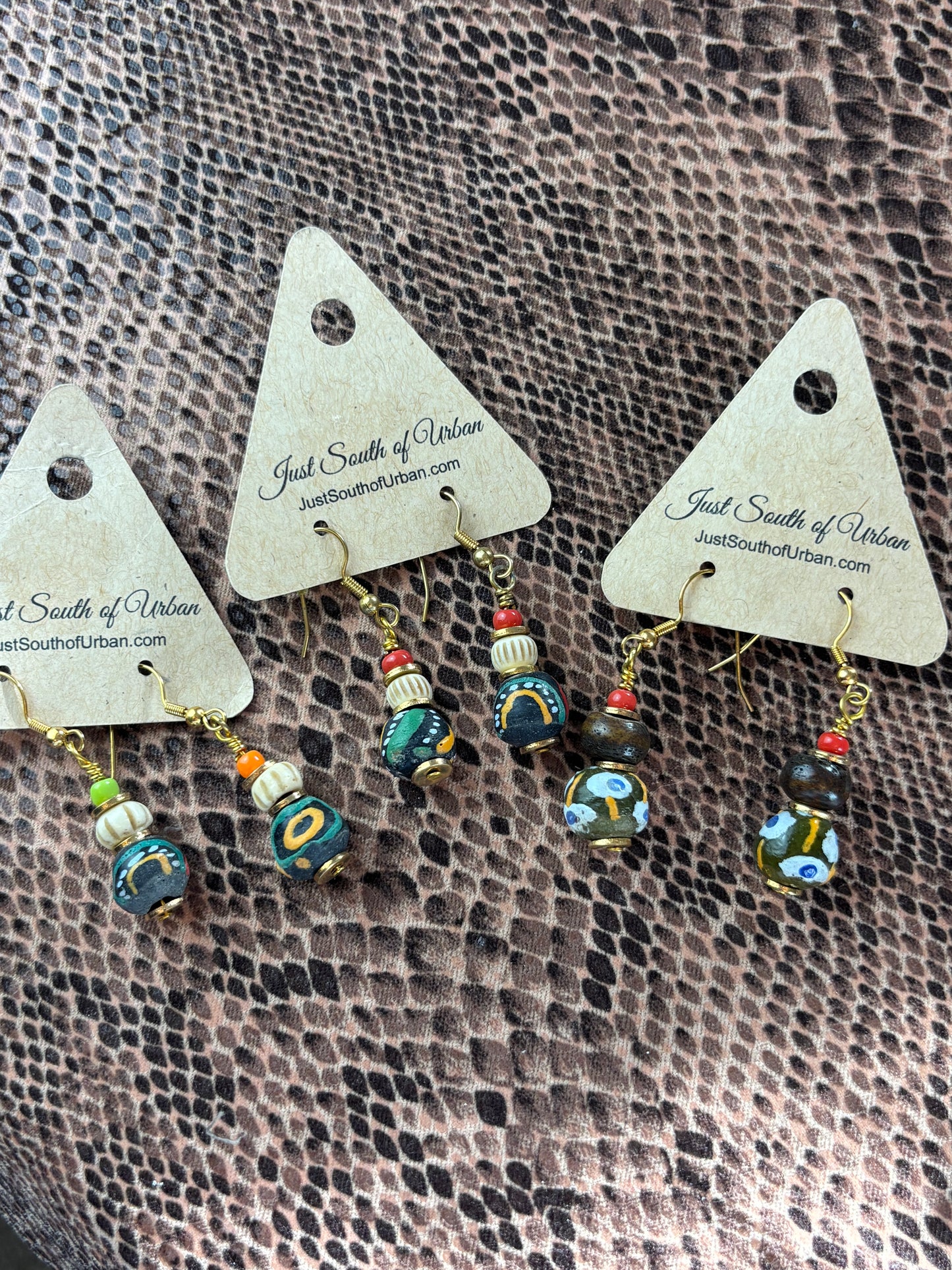 African Glass Beaded Earrings, Vibrant, Colorful and Pure Artisan