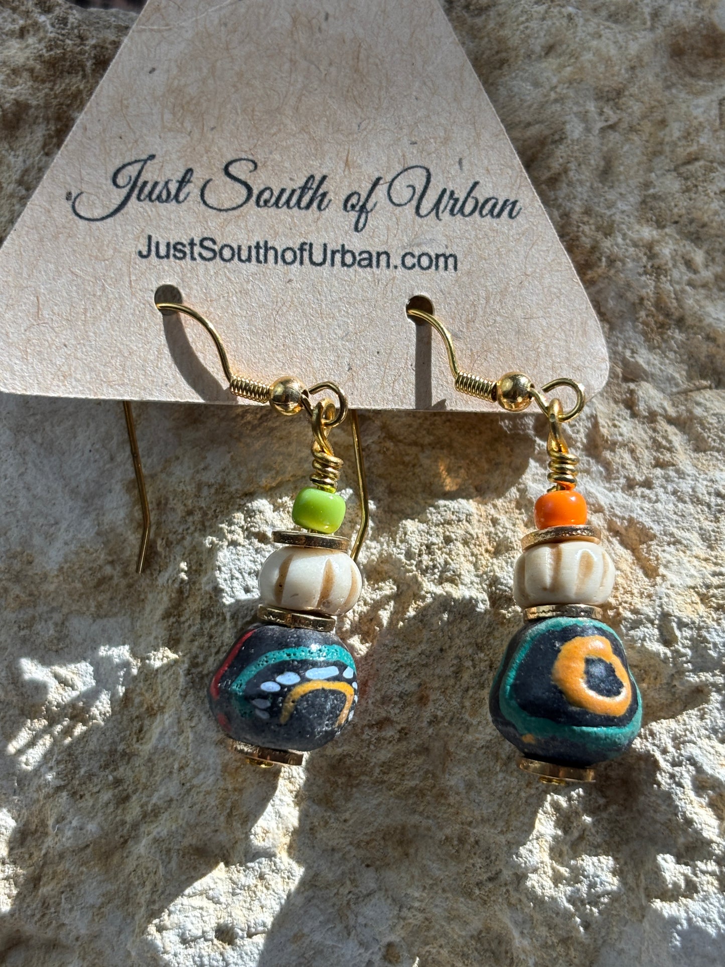 African Glass Beaded Earrings, Vibrant, Colorful and Pure Artisan