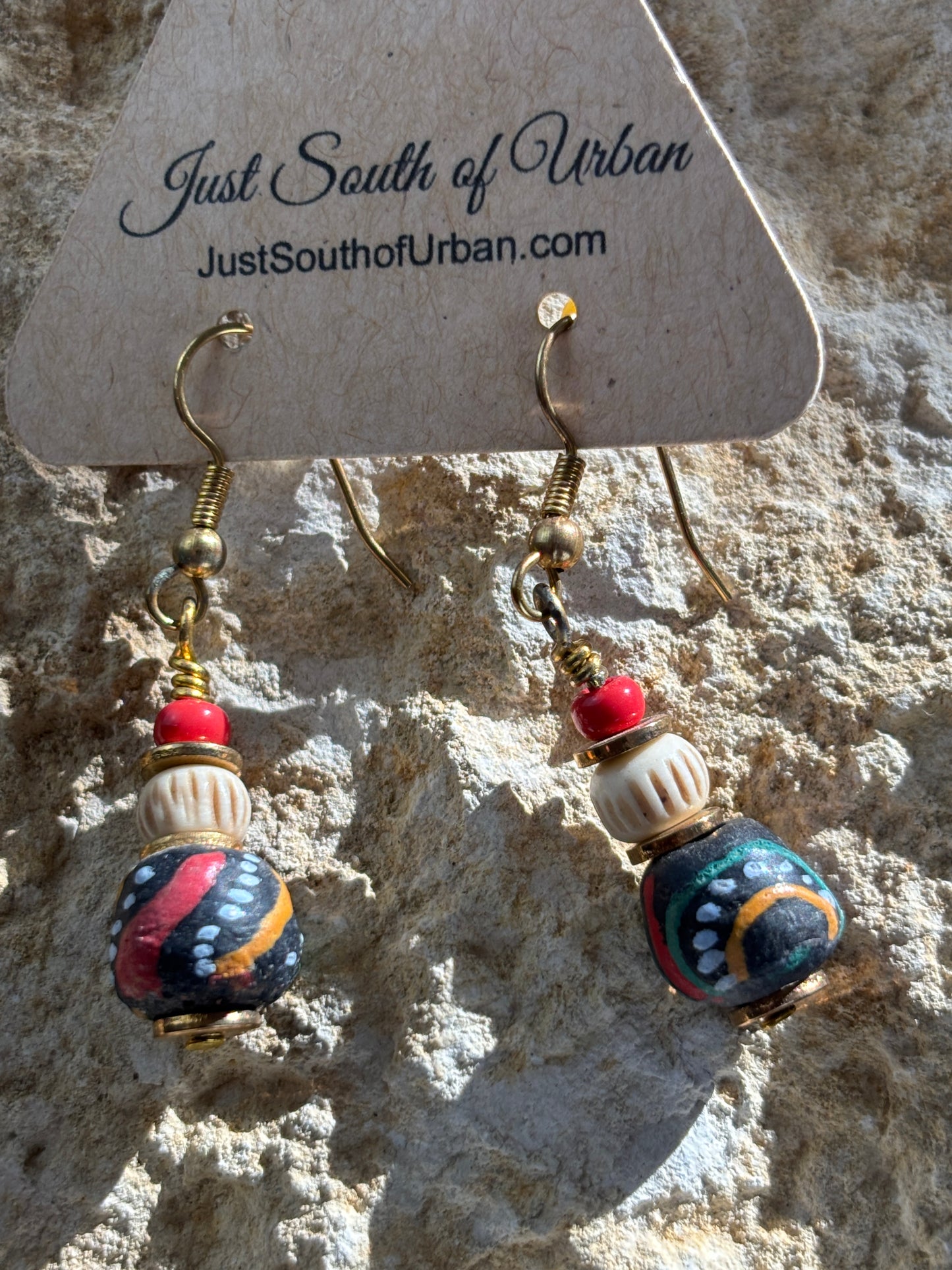 African Glass Beaded Earrings, Vibrant, Colorful and Pure Artisan