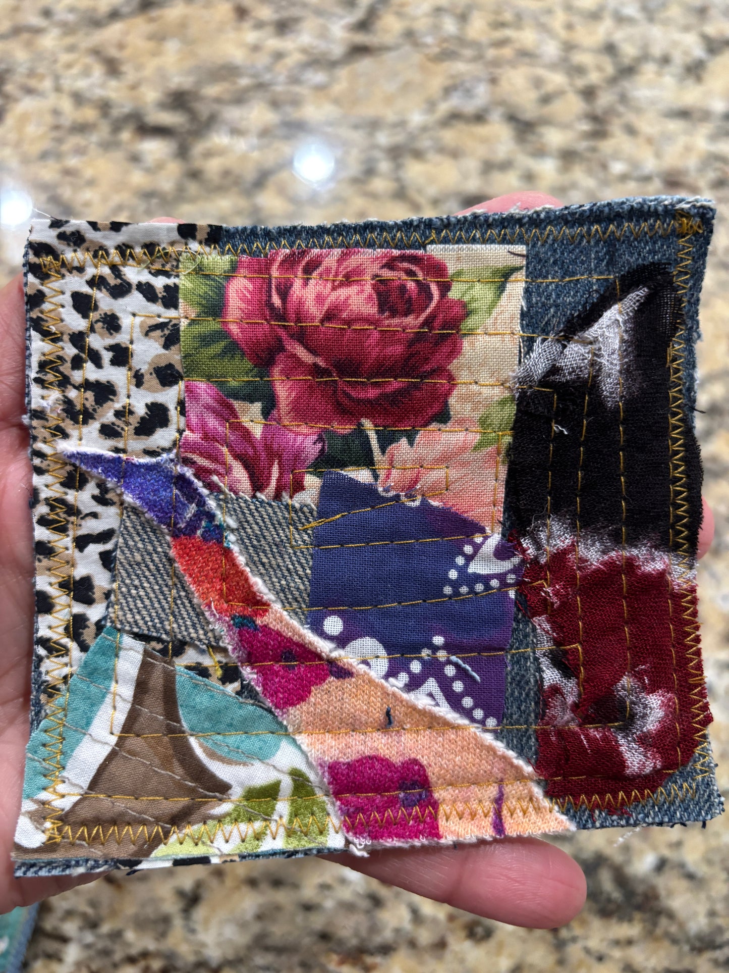 Colorful Bohemian Fabric Coasters, 4" x 4", (SET B)