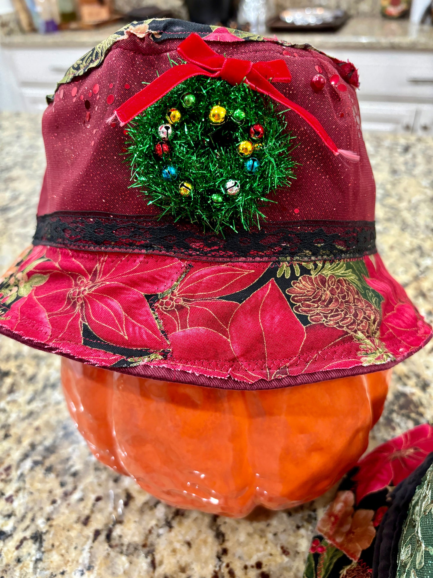 Bohemian Christmas Holiday Bucket Hat Size L/XL, 24" Inside Circumference