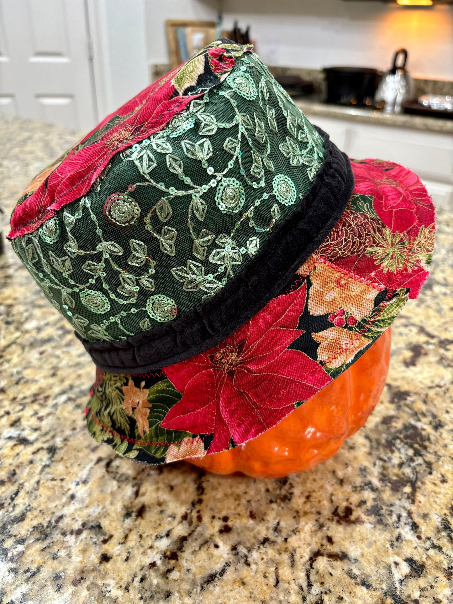 Bohemian Christmas Holiday Bucket Hat Size L/XL, 24" Inside Circumference