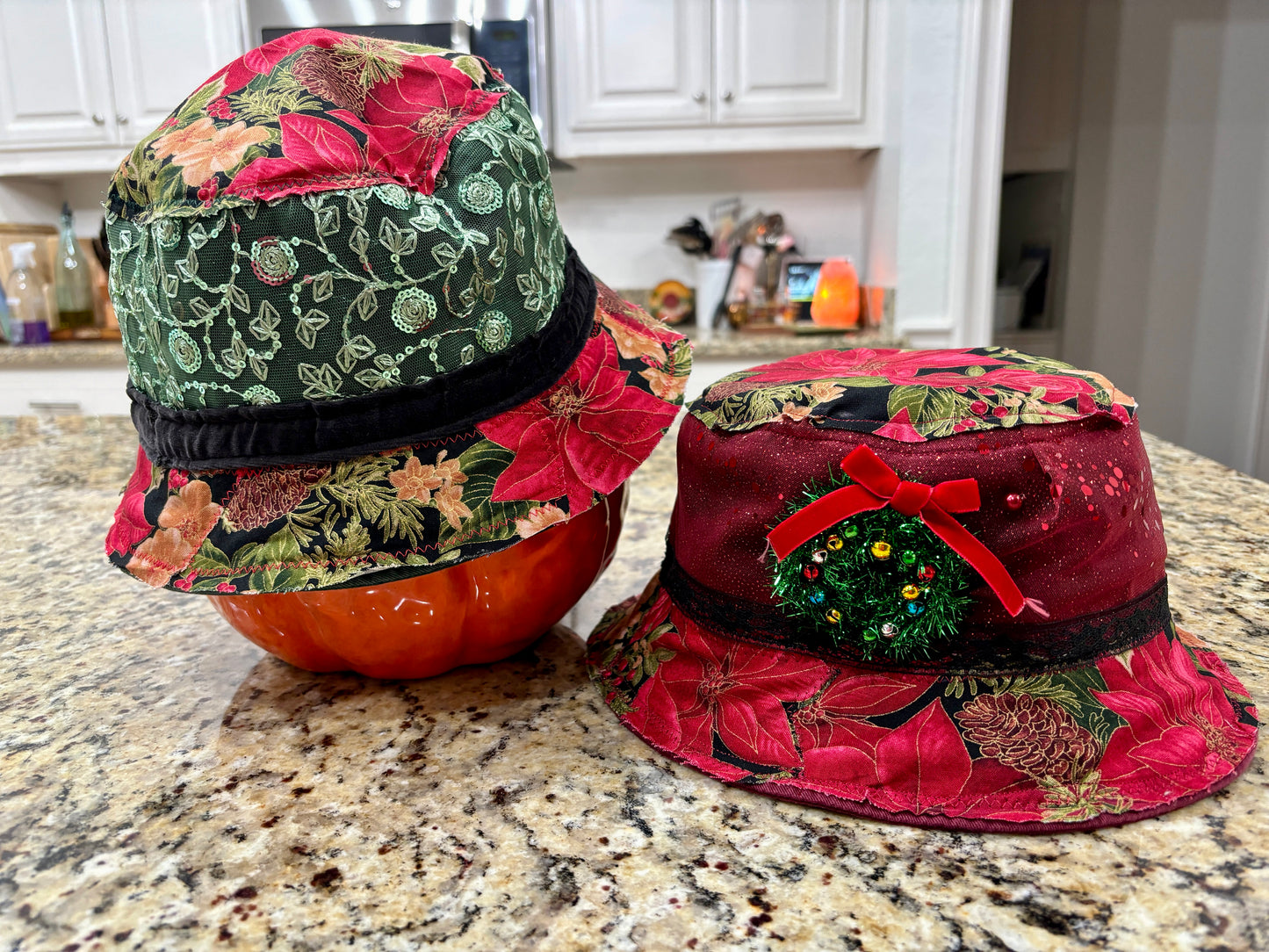 Bohemian Christmas Holiday Bucket Hat Size L/XL, 24" Inside Circumference