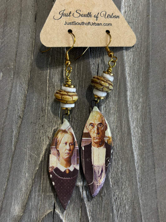 Fine Art Earrings, Americana, Farmhouse, Farmer, Fun Bohemian Earrings