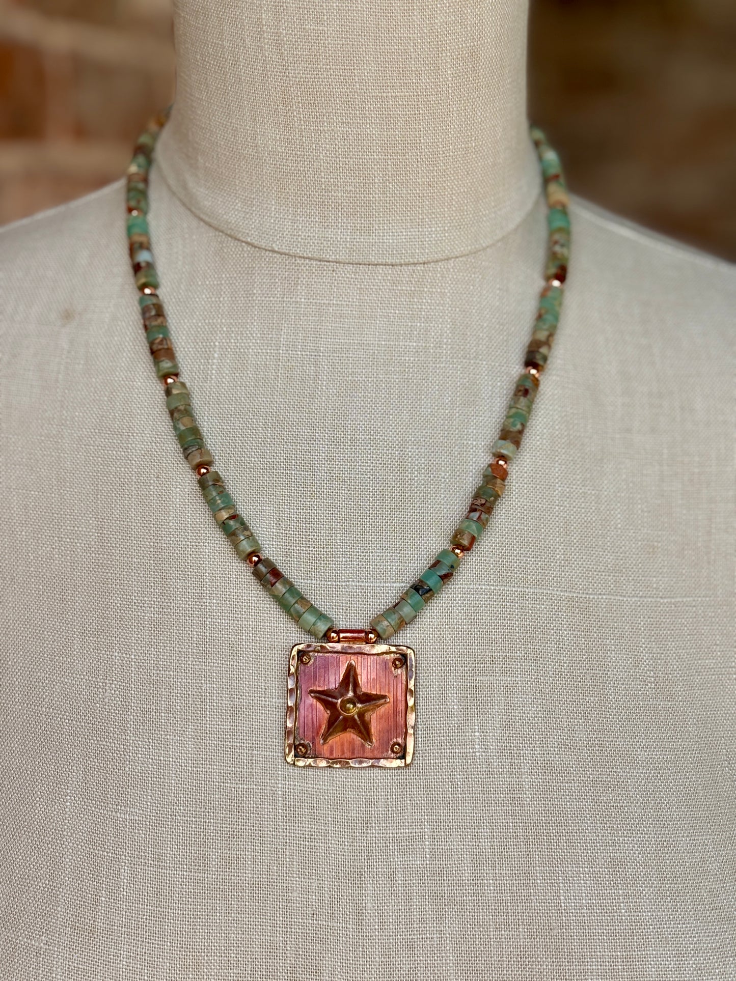 Texas Star Artisan Crafted Copper Pendant Necklace