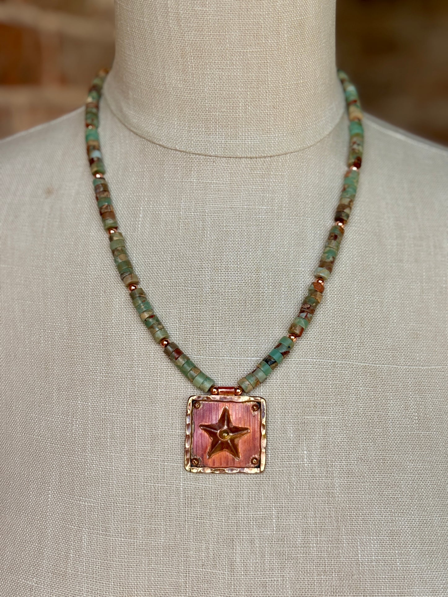 Texas Star Artisan Crafted Copper Pendant Necklace