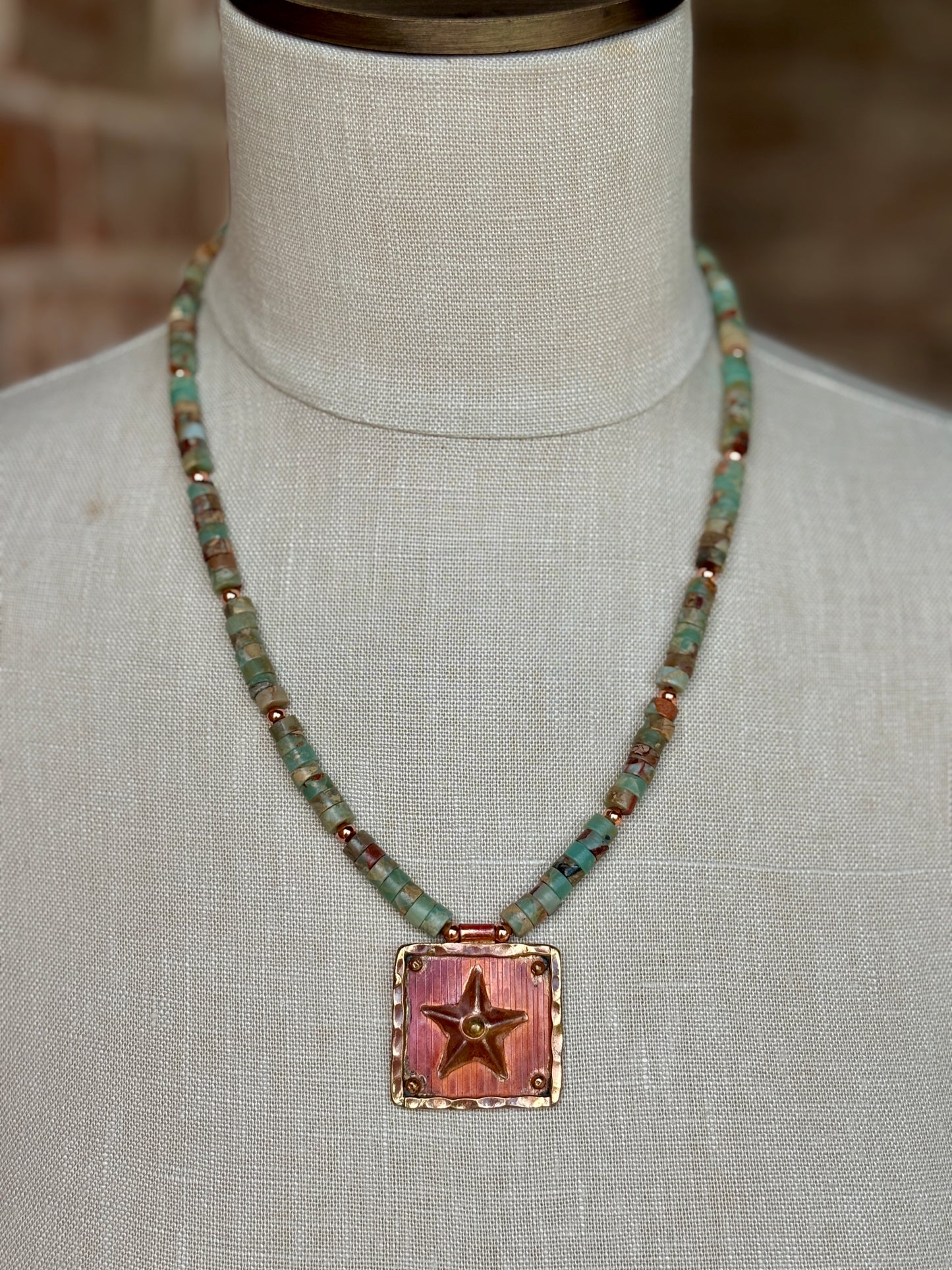 Texas Star Artisan Crafted Copper Pendant Necklace