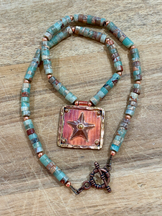 Texas Star Artisan Crafted Copper Pendant Necklace