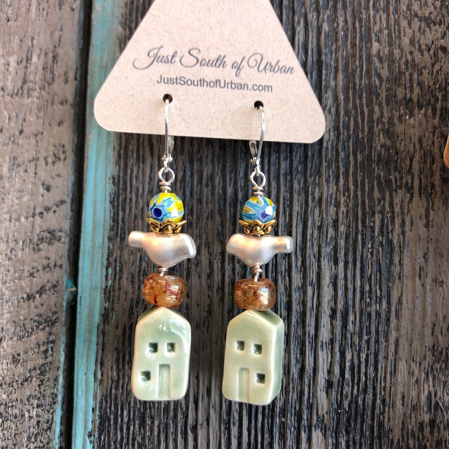 Vintage House and Bird Earrings