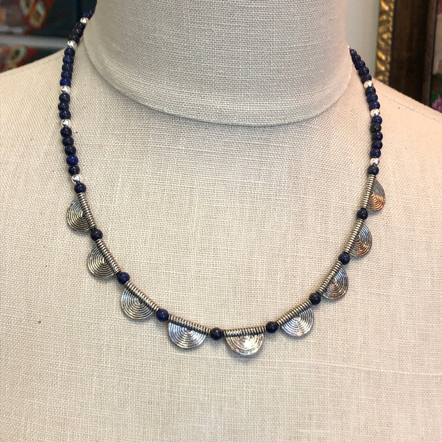 Lapis and Silver Tone Necklace