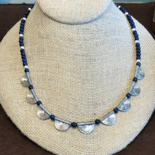 Lapis and Silver Tone Necklace
