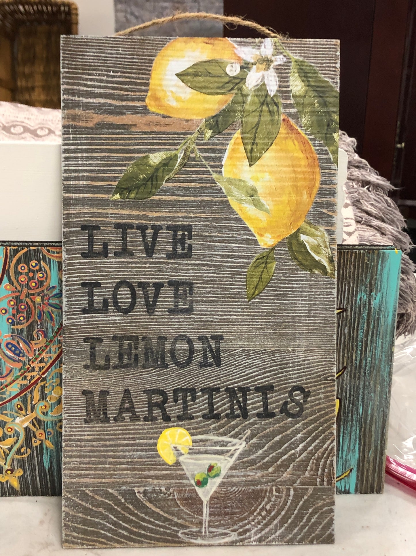 Live, Love, Lemon Martinis! Wall Art, Hand Painted