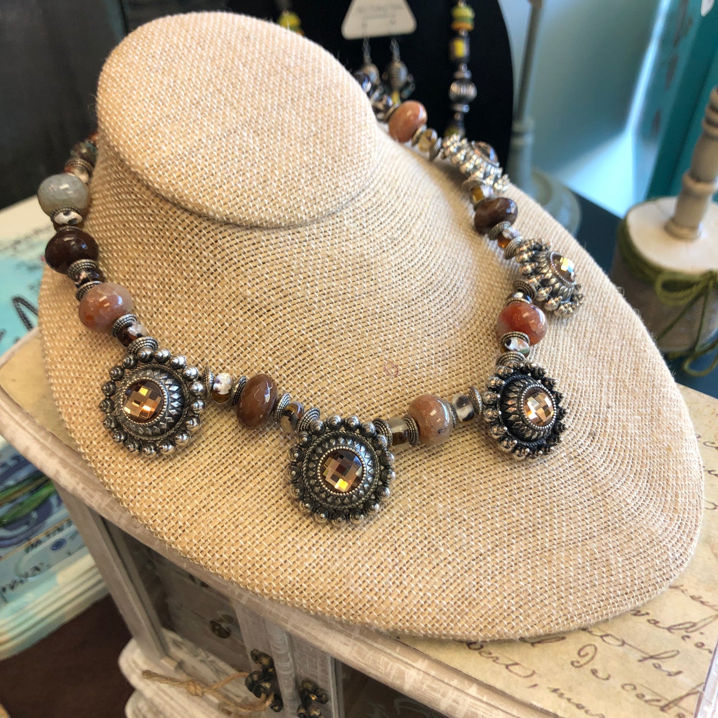 Chunky Western Concho Necklace, 18 Inches, Short Choker Style