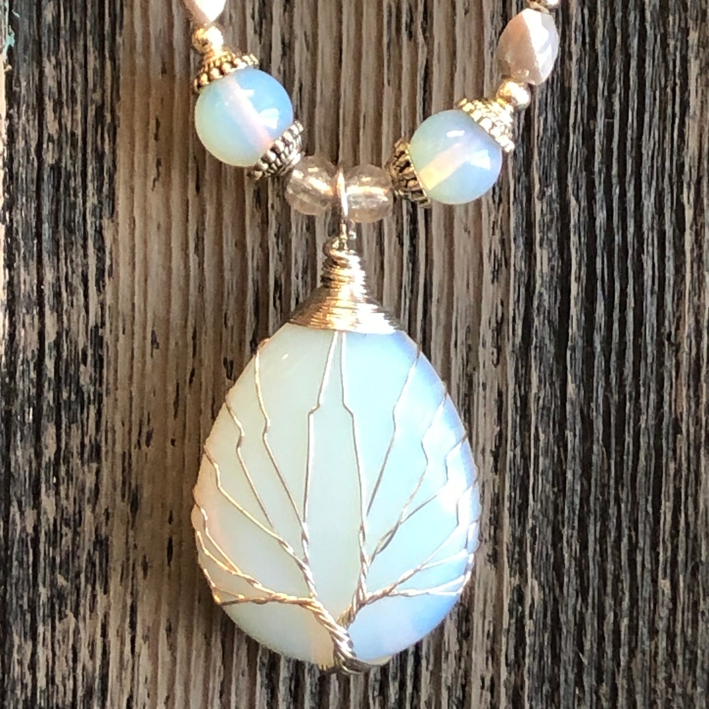 Moonstone Tree Pendant Necklace, 21 Inches Long