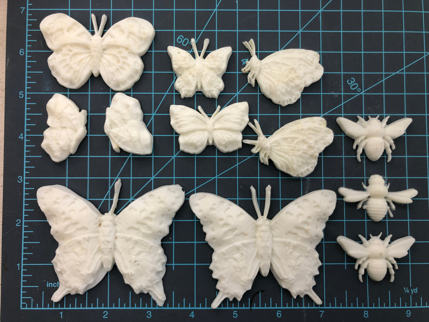 LOT of 12, Pre-Cast Mould, Resin, Butterflies and Bees