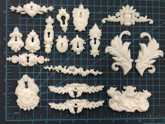 LOT of 12 Keyholes, Pre-Cast Mould, and 6 Misc Resin Art Pieces