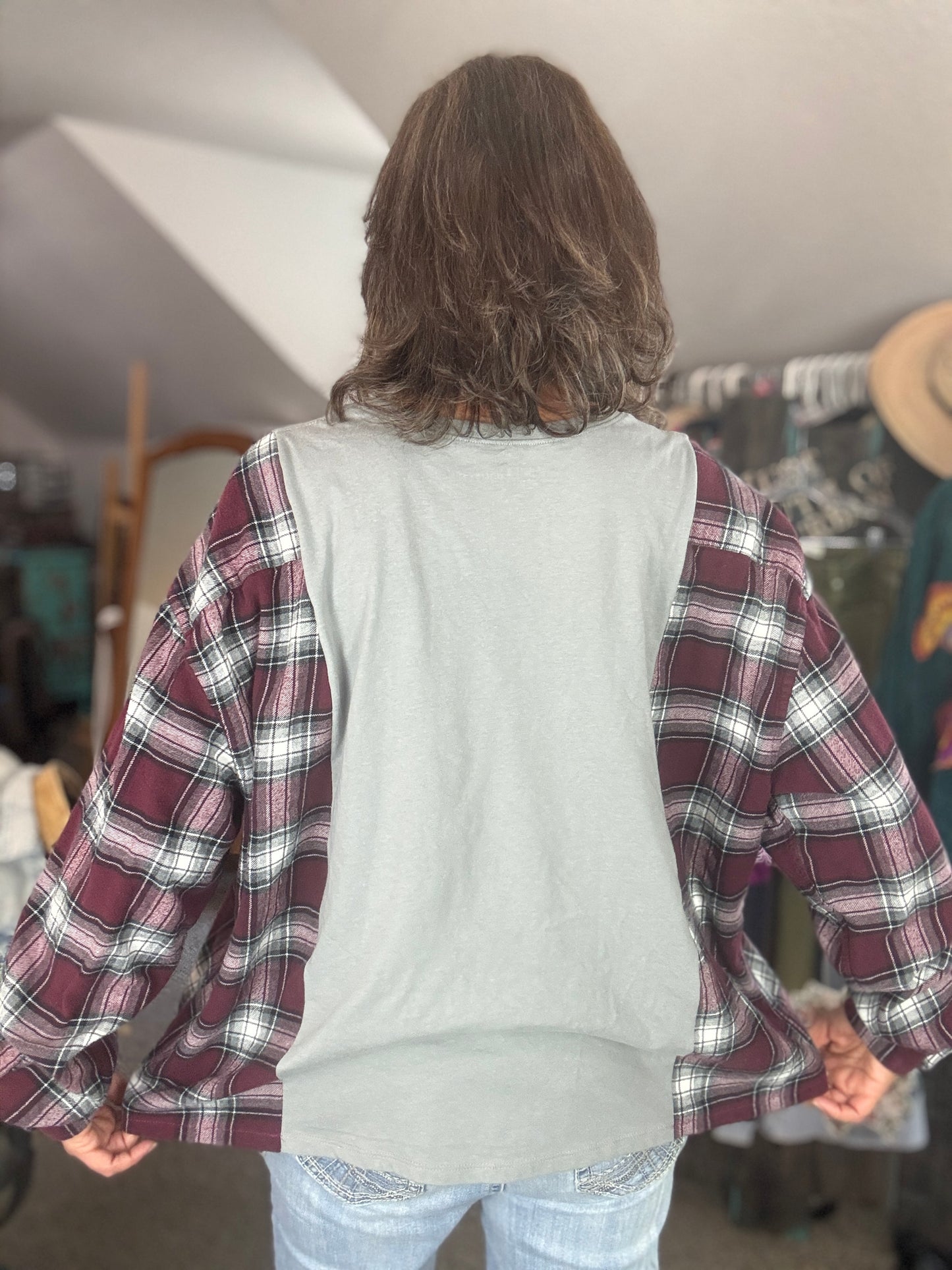 Fall Flannel T-Shirt Combo, Rock and Roll theme, Queen, Size Large - X-Large