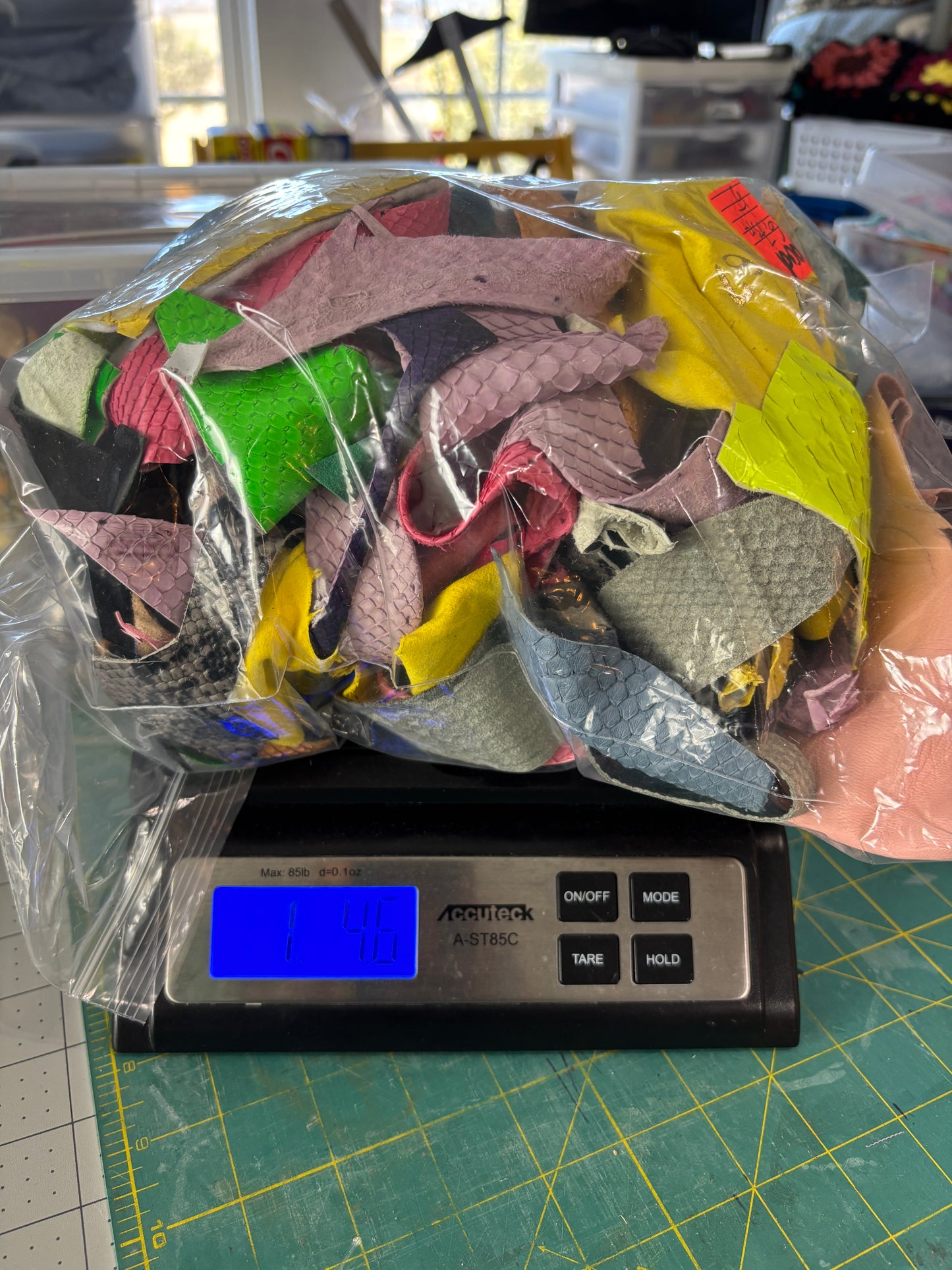 Scraps of Leather and Python Snake for Crafting, 1.4 pounds of High End Supple Leather