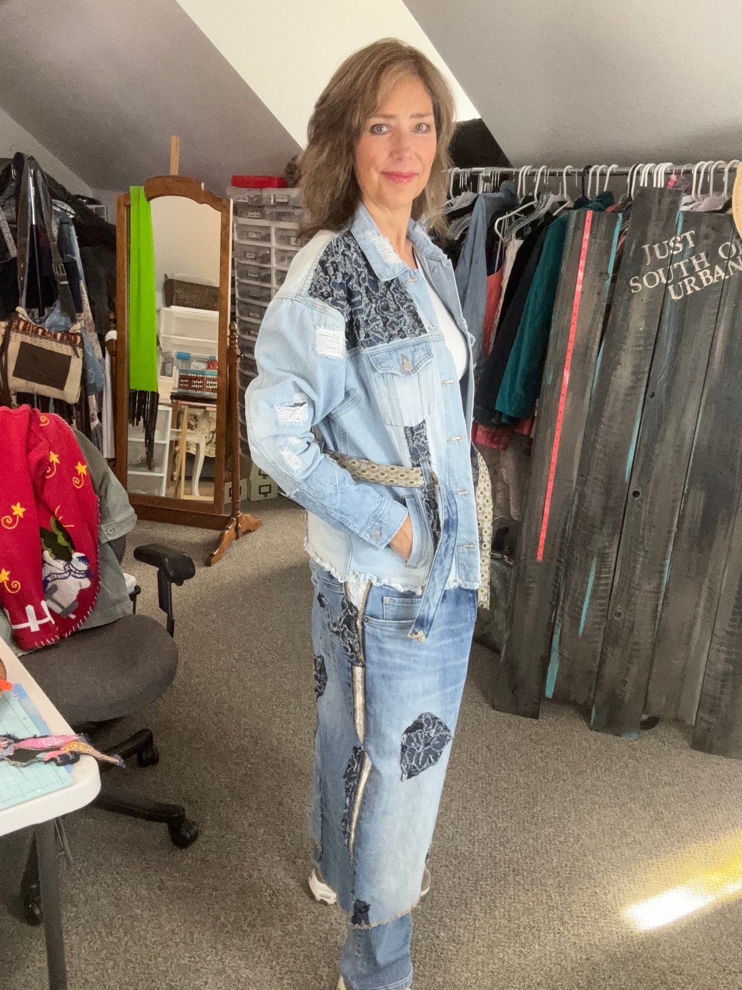 Denim Duster Small Medium, Up-cycled Jeans and Denim Jacket