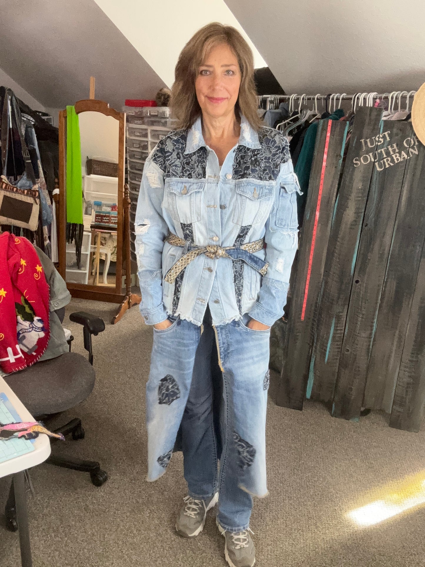 Denim Duster Small Medium, Up-cycled Jeans and Denim Jacket