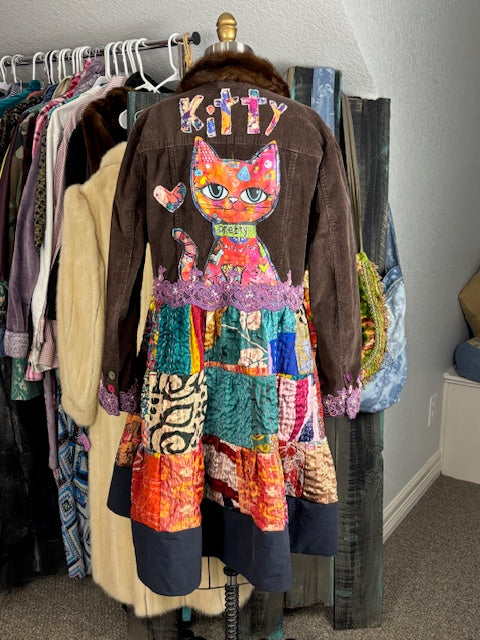 Up-Cycled Corduroy Fit and Flare Style Jacket