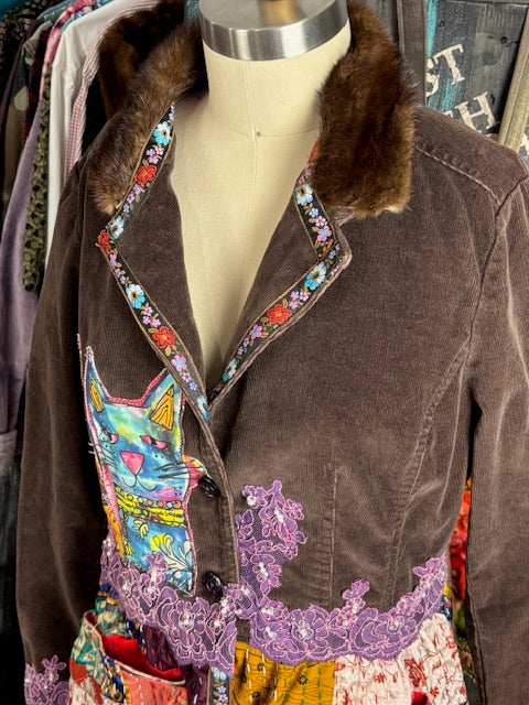 Up-Cycled Corduroy Fit and Flare Style Jacket