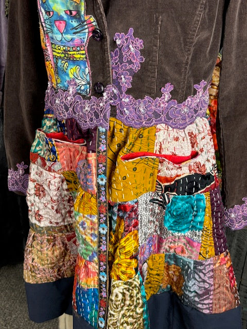 Up-Cycled Corduroy Fit and Flare Style Jacket