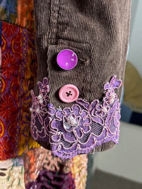 Up-Cycled Corduroy Fit and Flare Style Jacket