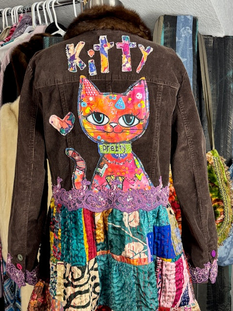 Up-Cycled Corduroy Fit and Flare Style Jacket