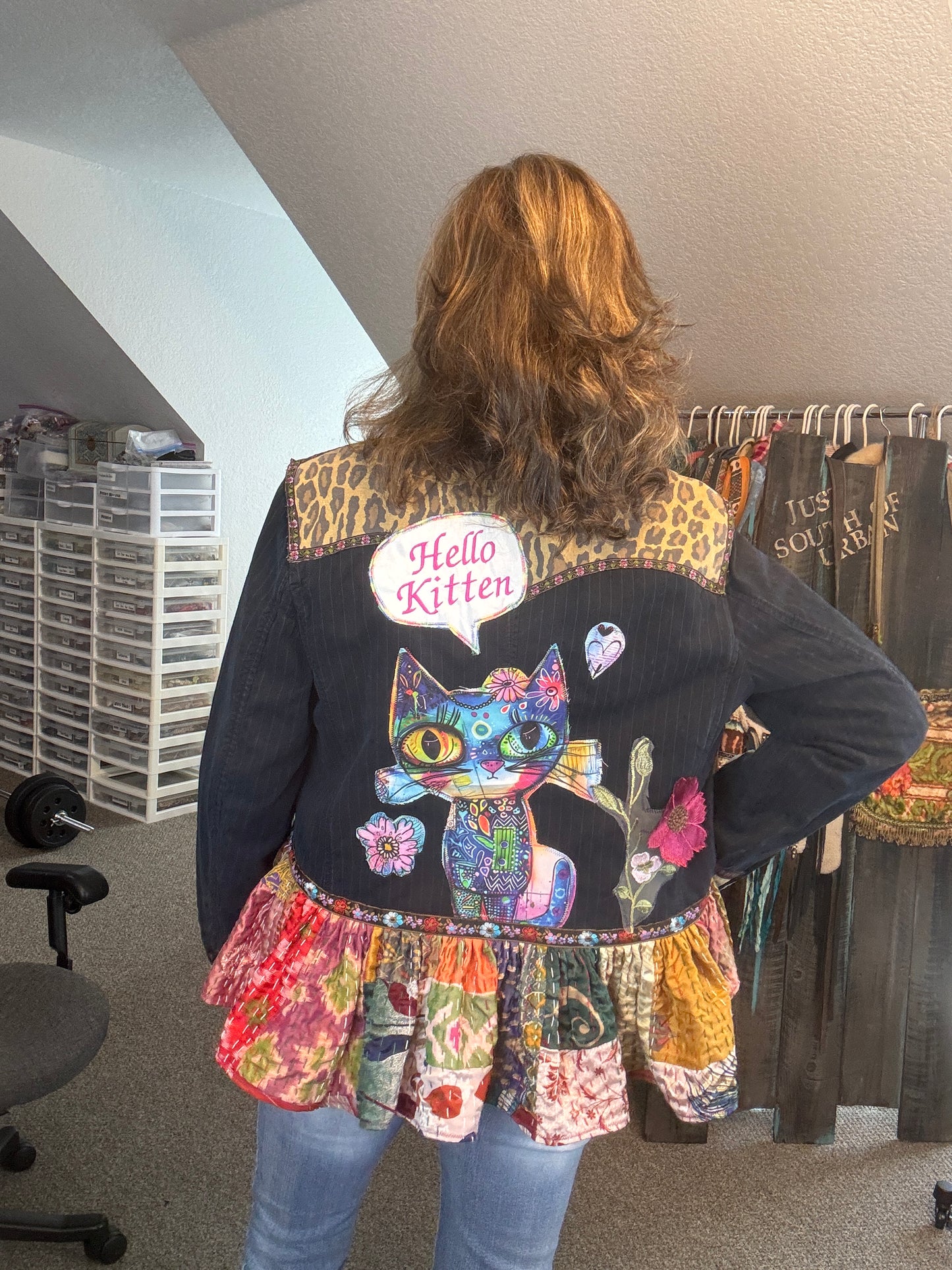 Up-Cycled Gap Pinstriped Cotton Jacket, Size Medium