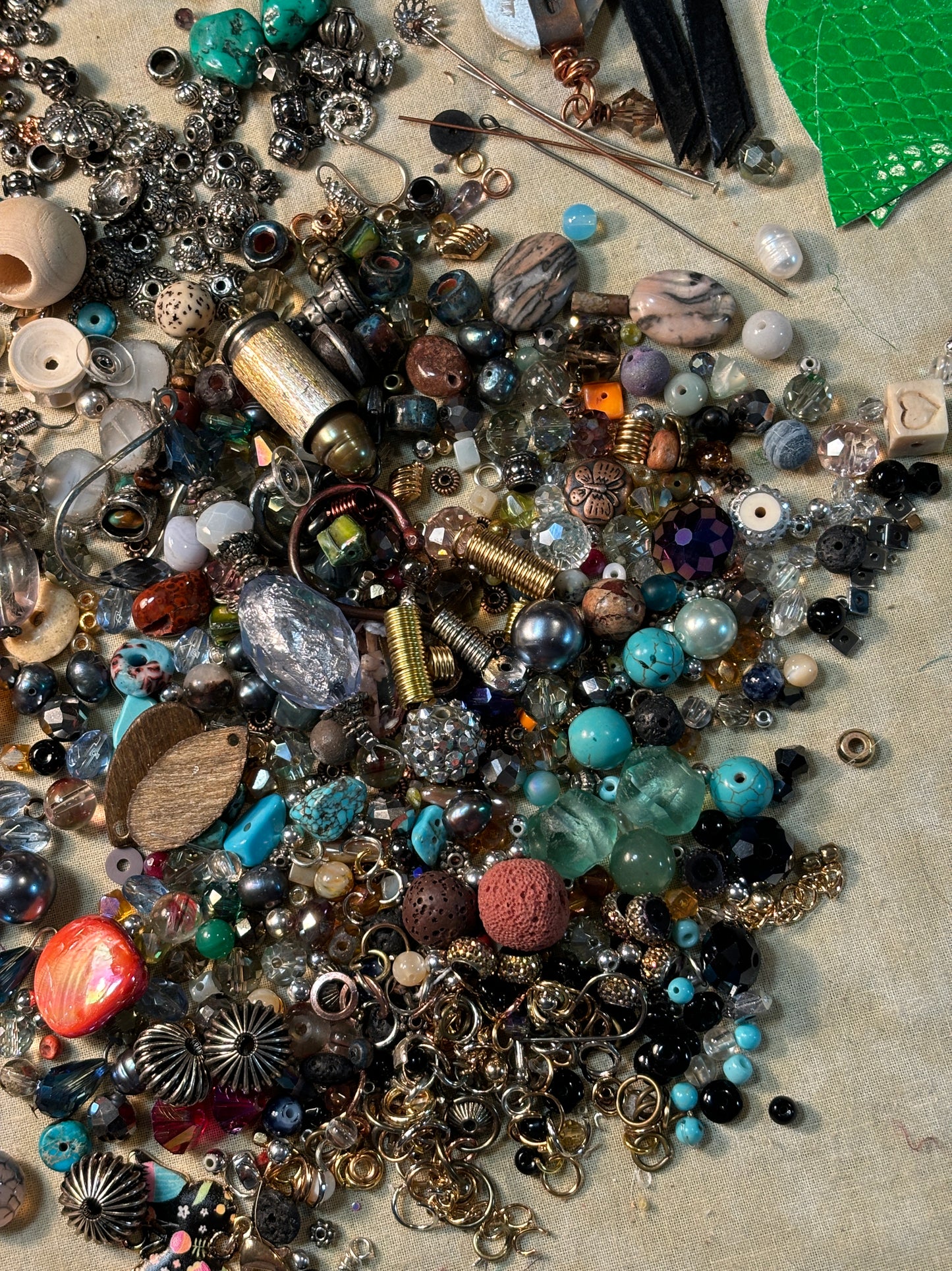 Grab Bag 1.3 lbs (540 g) of Misc Beads, Jump Rings, Supply Stash Add for the Jewelry Maker