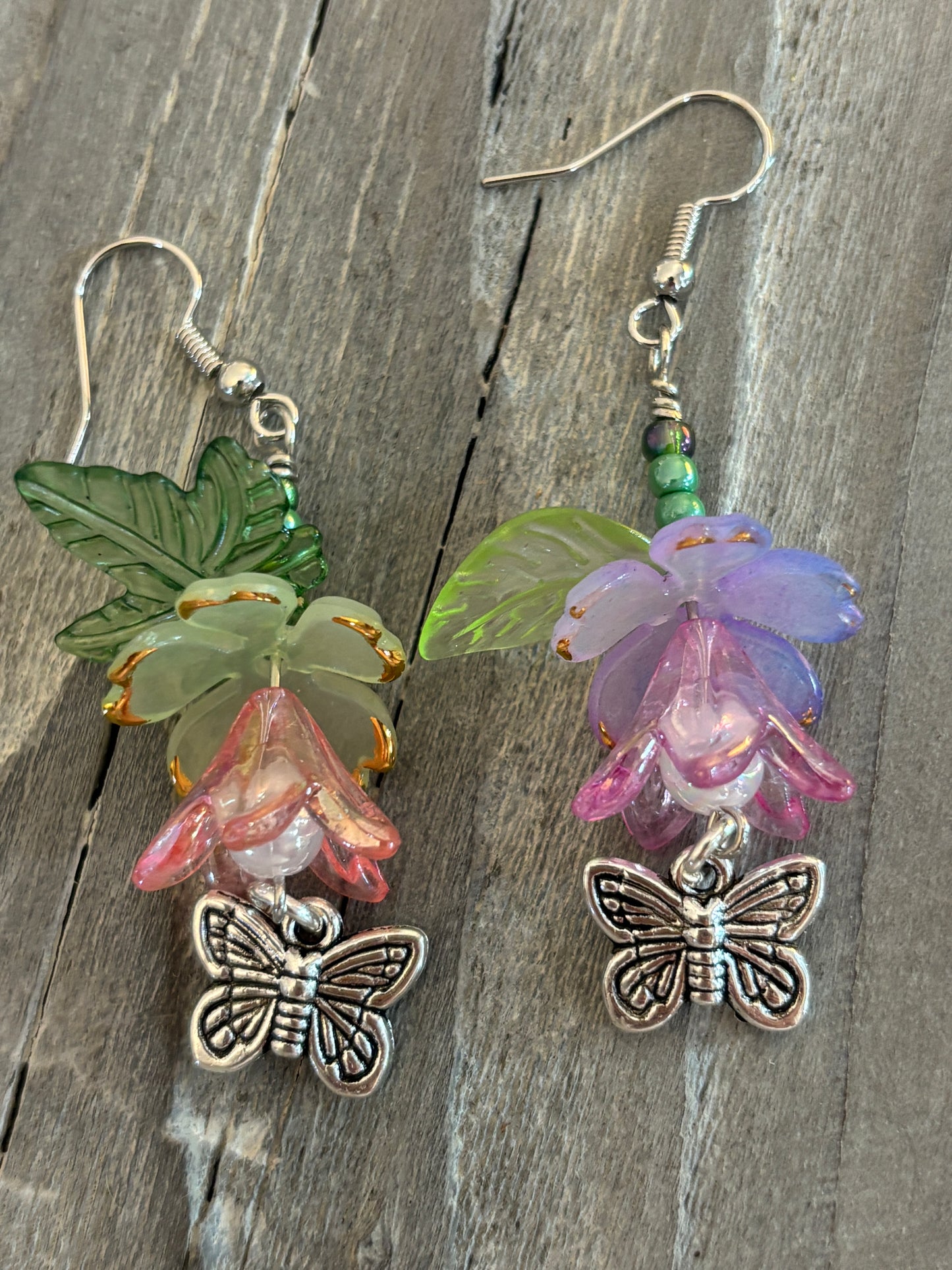 Floral Earrings with Butterflies