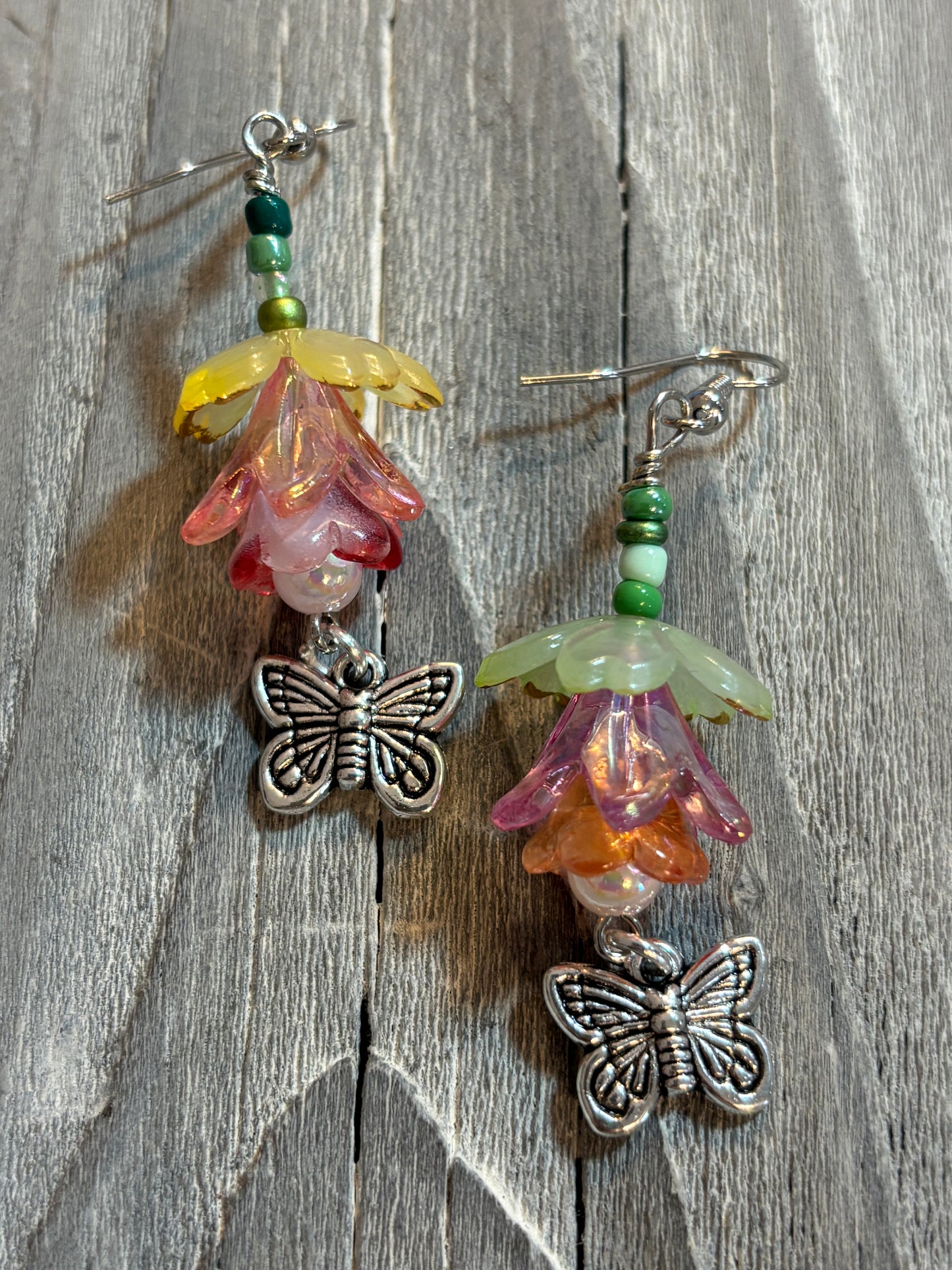 Floral Earrings with Butterflies