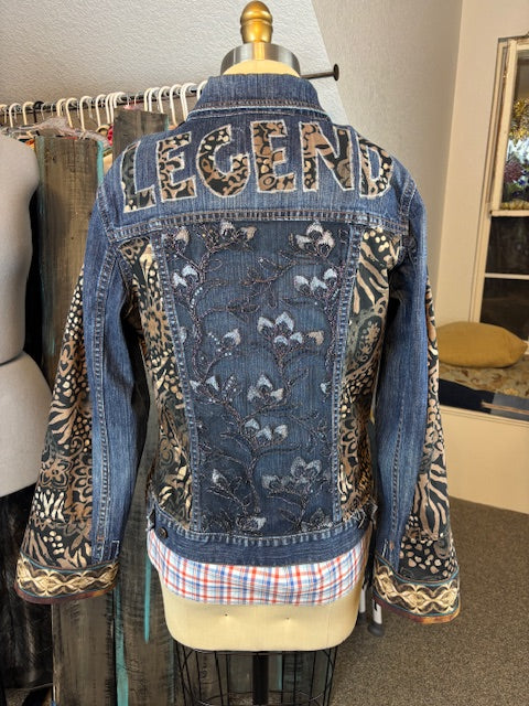 Up-Cycled Denim Jacket Size Small,