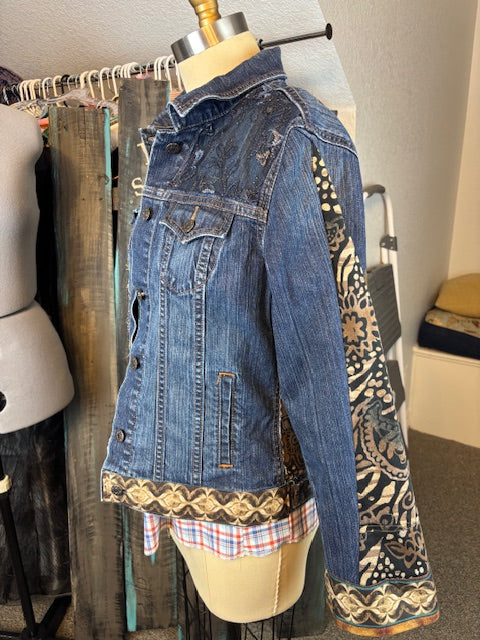 Up-Cycled Denim Jacket Size Small,
