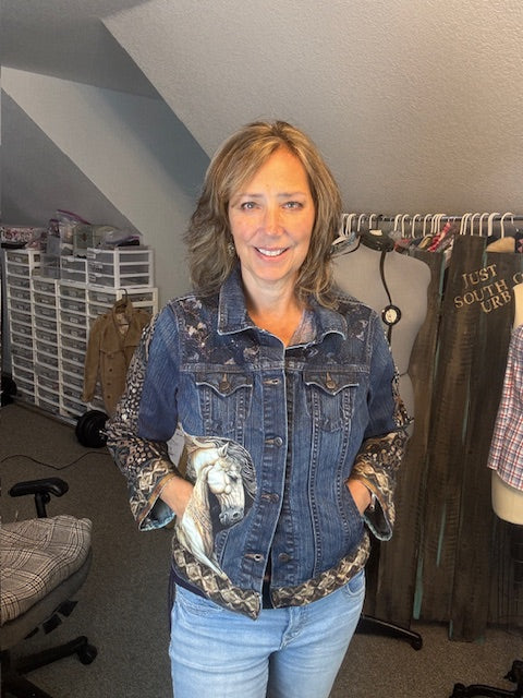 Up-Cycled Denim Jacket Size Small,