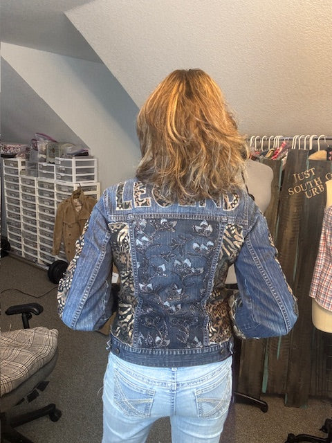 Up-Cycled Denim Jacket Size Small,