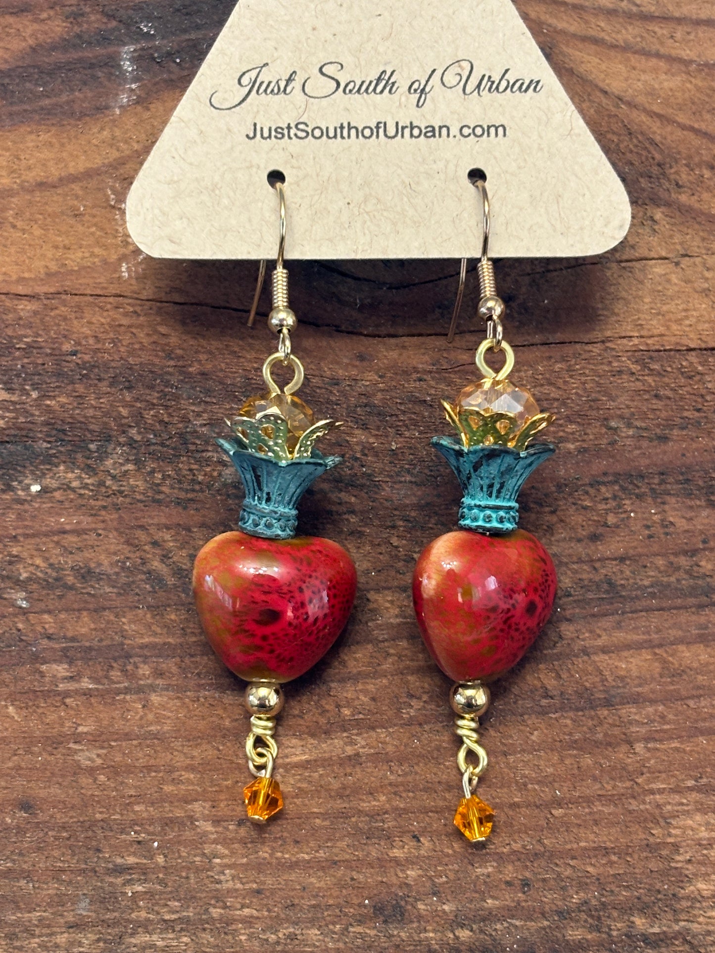 Hearts on Fire Earrings, 3 inches long, 3/4 in wide