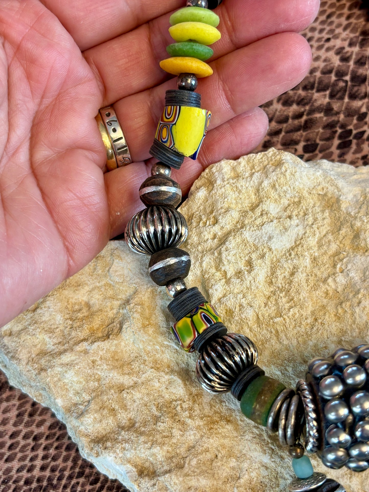 African Art Inspired Necklace with African Handmade Beads