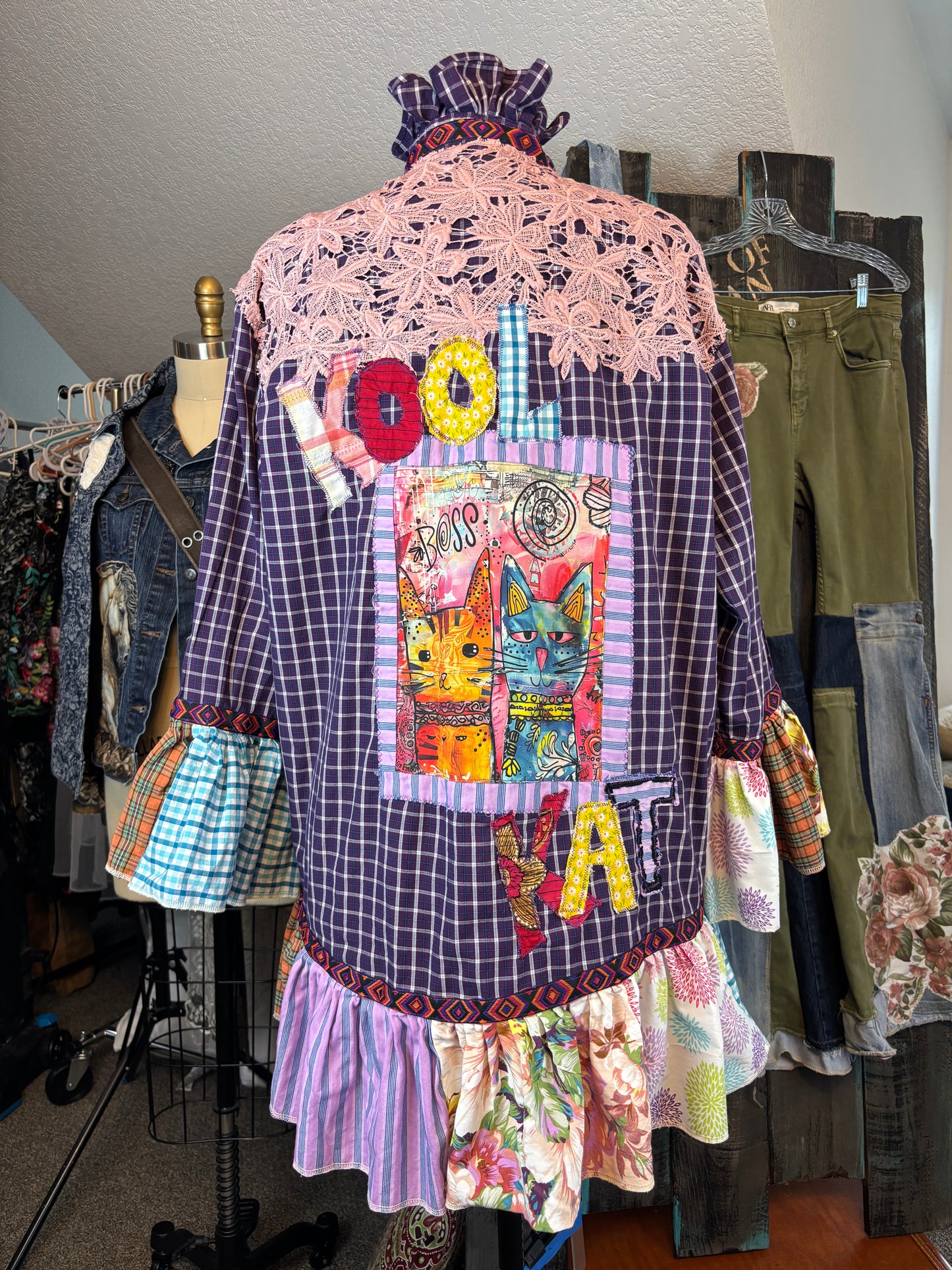 Custom Order for LeeLee, Kool Kat Top with Kitty Kat and Ruffles