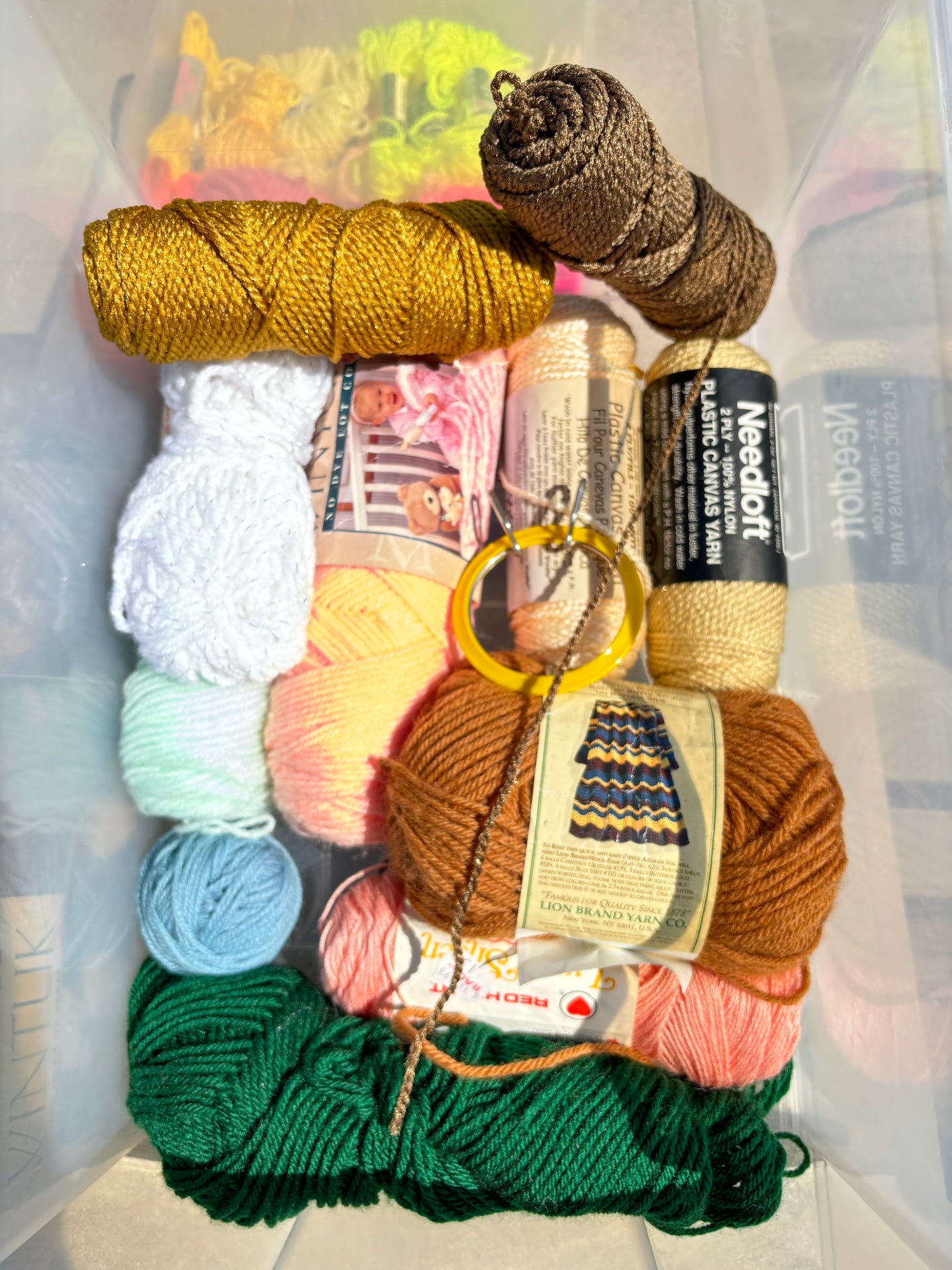 LOT of Yarn, Plastic Canvas Yarn, Needleloft Yarn, Knitting Yarn, 6 lbs Yarn