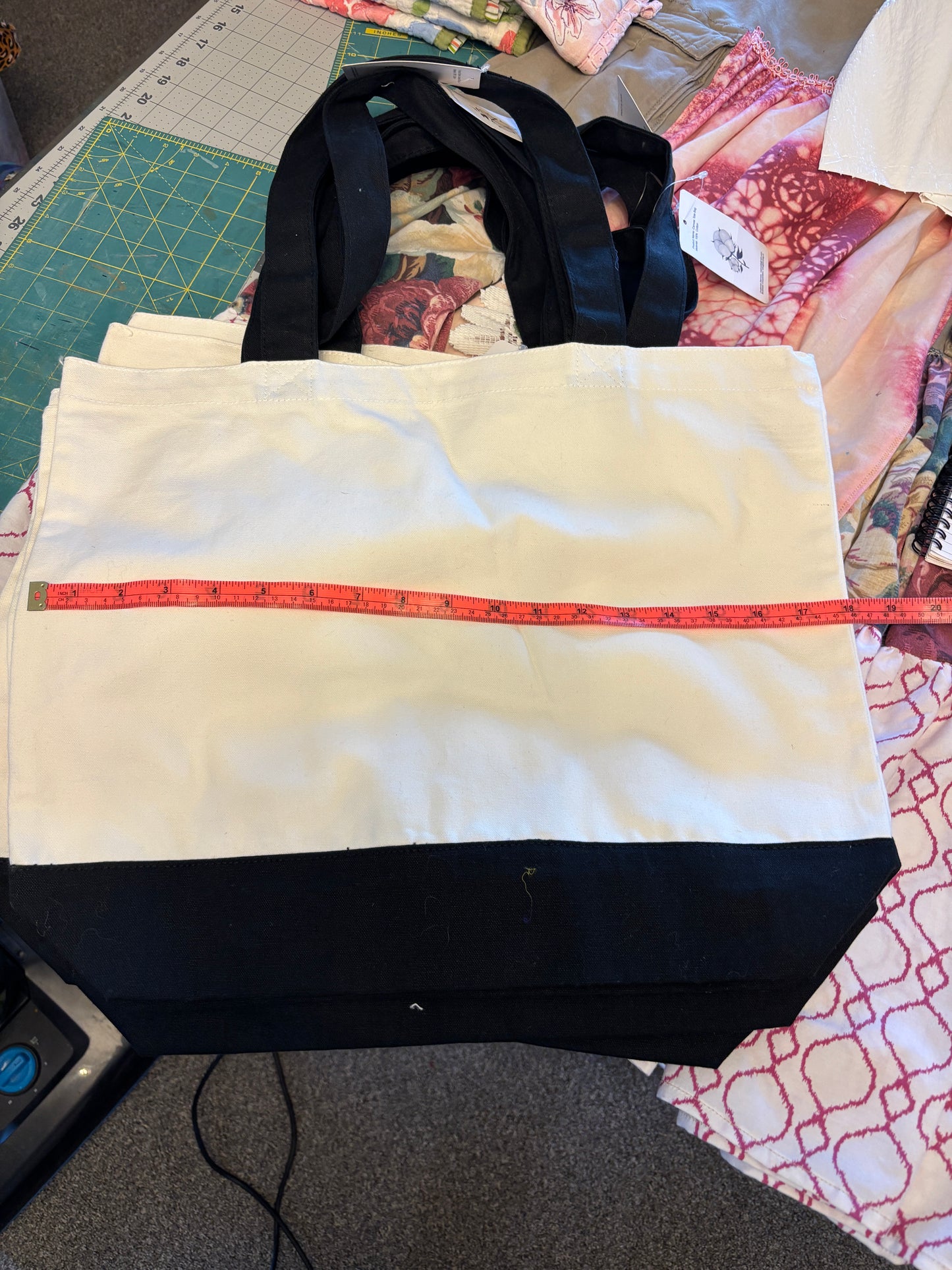 Blank Canvas Tote Bags, 100% Cotton, 18x15x4", Maker Ready, Lot of 6