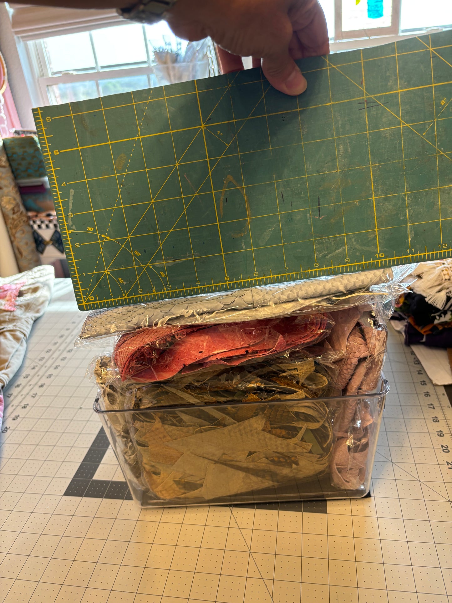 Python Leather Pieces, Remnants from High End Purse Making
