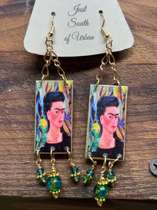 Mexican Inspired Artistic Earrings, 4" x 3/4", Lightweight Handmade Bohemian Earrings