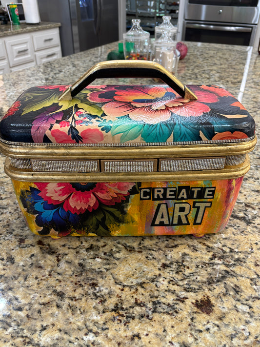 Up-Cycled Samsonite Train Case, Art Supply Travel Case